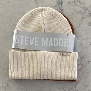 Steve Madden Women’s Sweater Hats in Cream and Brown